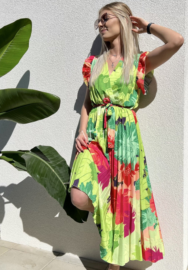 Długa Sukienka Eila maxi z plisowanym dołem