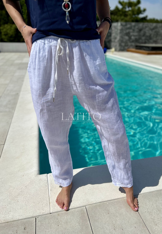 Lniane spodnie Luna White