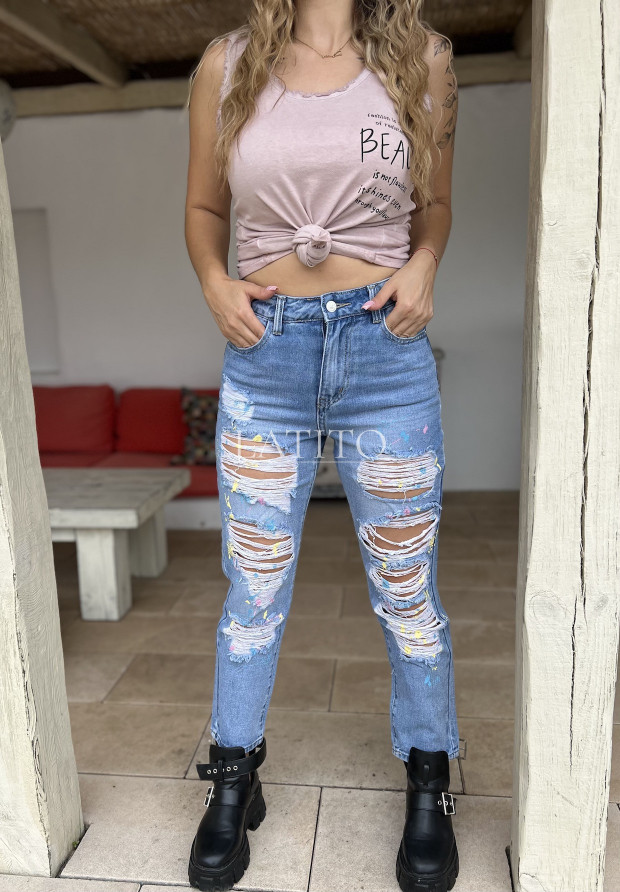 Spodnie jeansowe z przetarciami Tina Blue