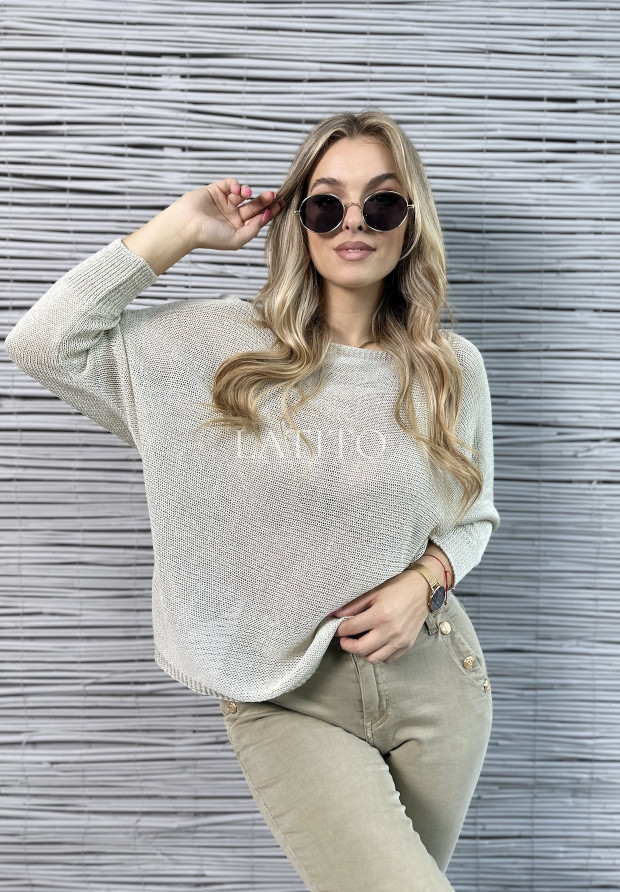 Sweter z ozdobnym wiązaniem z tyłu Jessia Beige