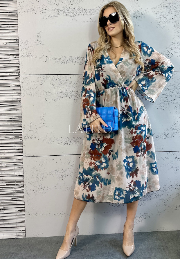 Sukienka midi z plisowanymi rękawami Debora