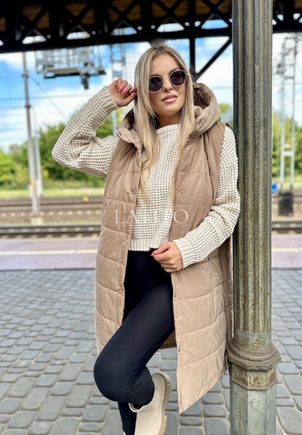 Długa pikowana kamizelka Denis Camel