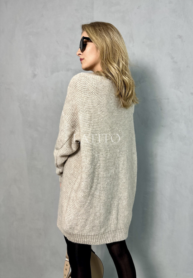 Sukienka sweter z ozdobnym splotem Argo Beige