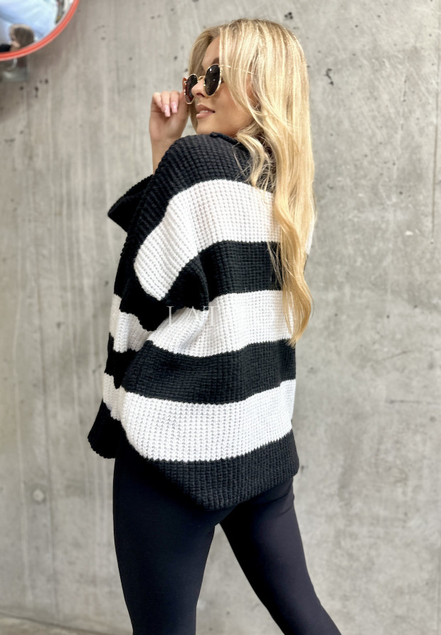 Sweter oversize w paski Autumn trips Black