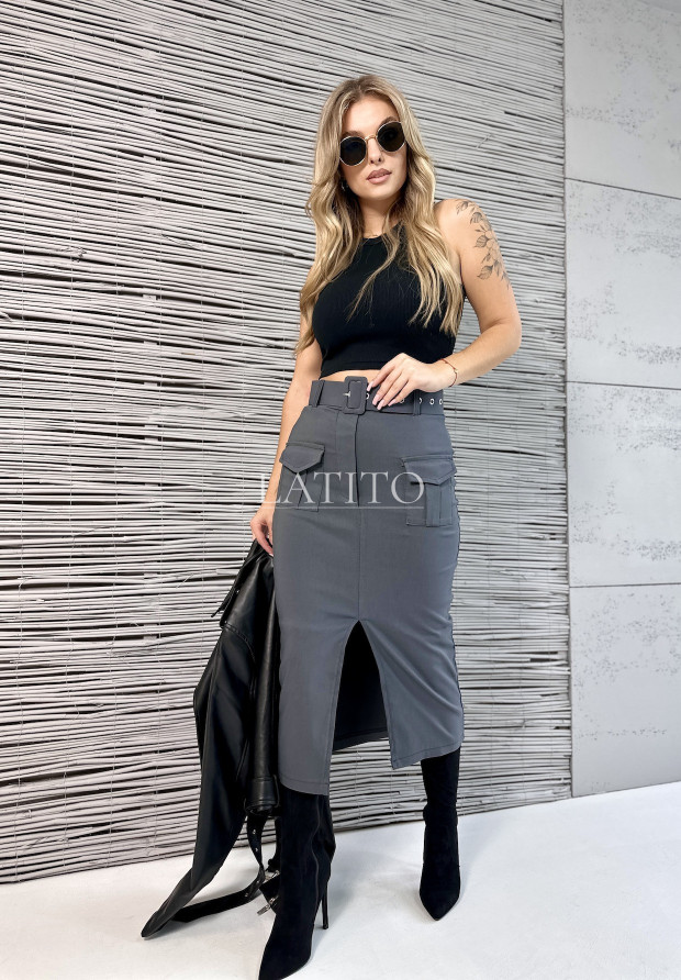 Spódnica midi z paskiem Aleta Grey
