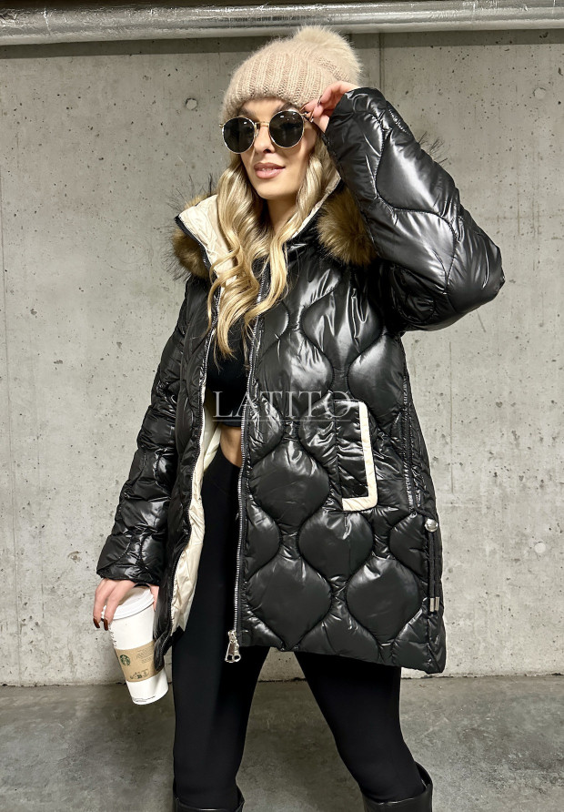 Pikowana kurtka z kapturem Winter Aura Black