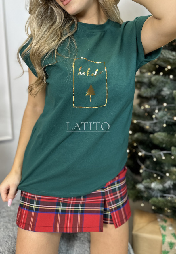 T-shirt ze świątecznym nadrukiem Christmas Tree Green