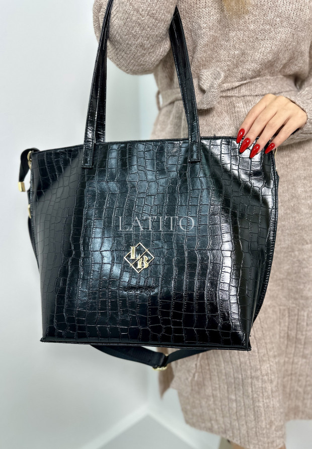 Duża torebka z imitacji skóry Laurissia Black