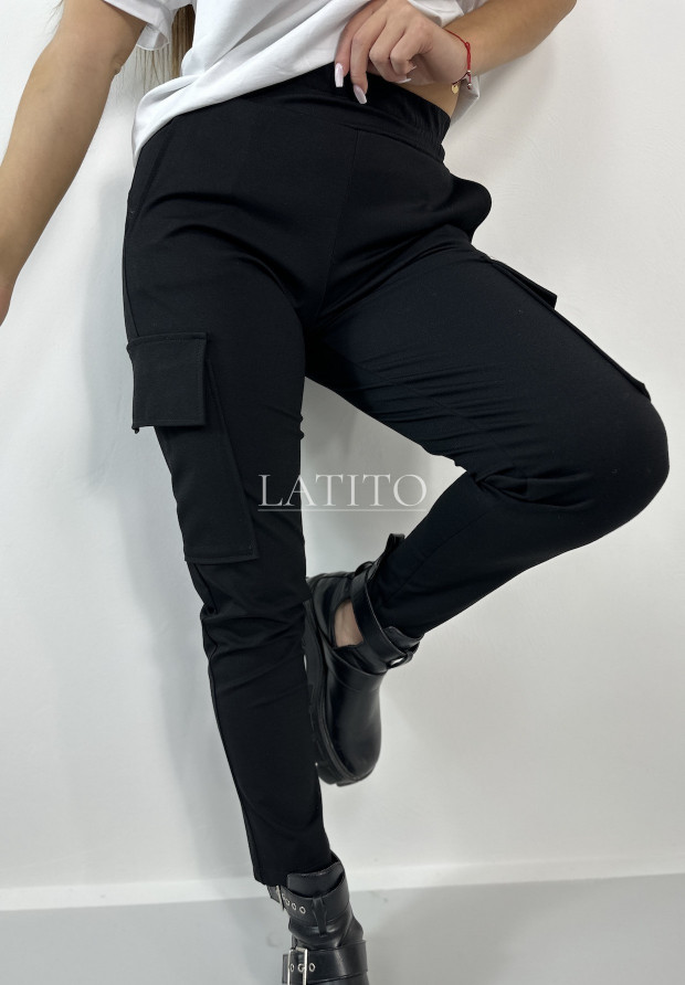Materiałowe spodnie z kieszeniami Milay Black