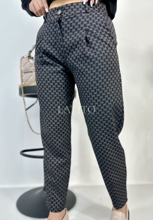 Eleganckie spodnie we wzory Woman Chic Black