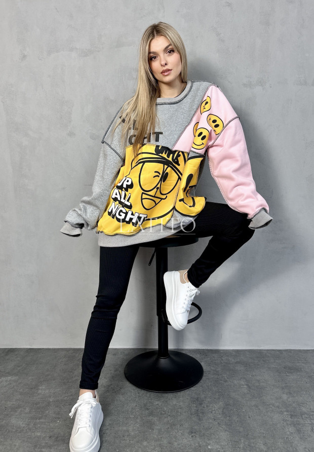 Dwustronna bluza emoticons Grey