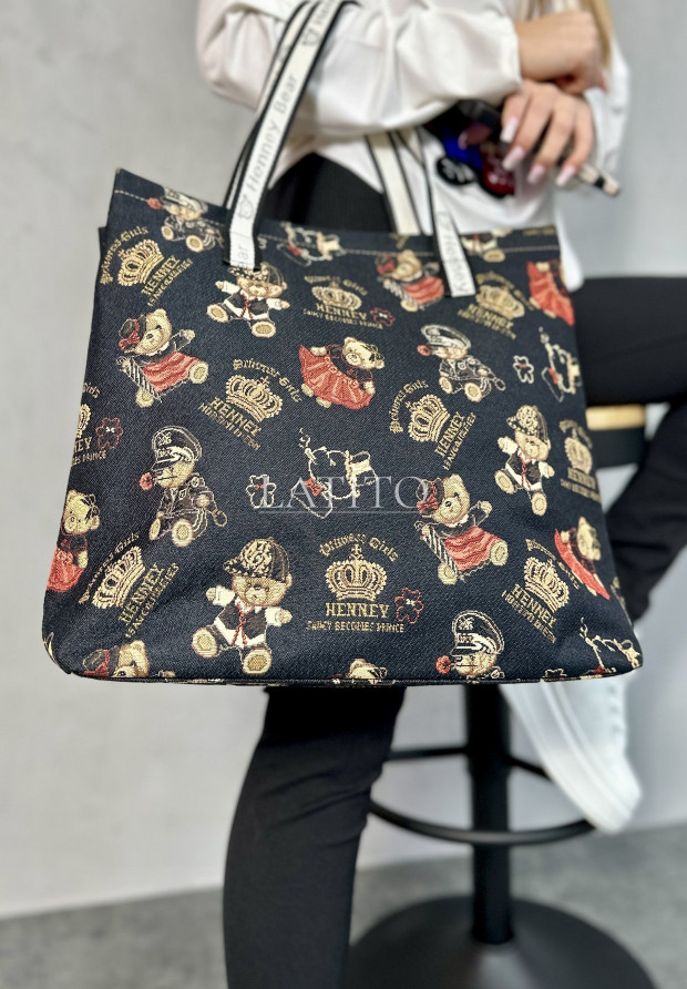 Torebka shopperka Henney Bear Crown Black