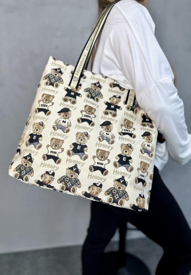 Torebka shopperka Henney Bear Year Beige