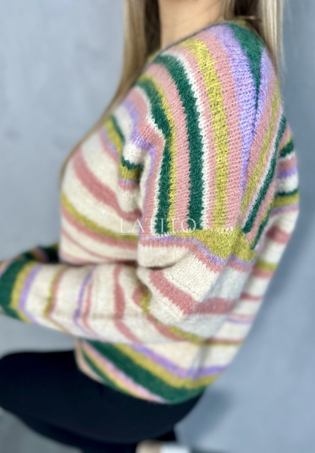 Sweter oversize w paski Colours