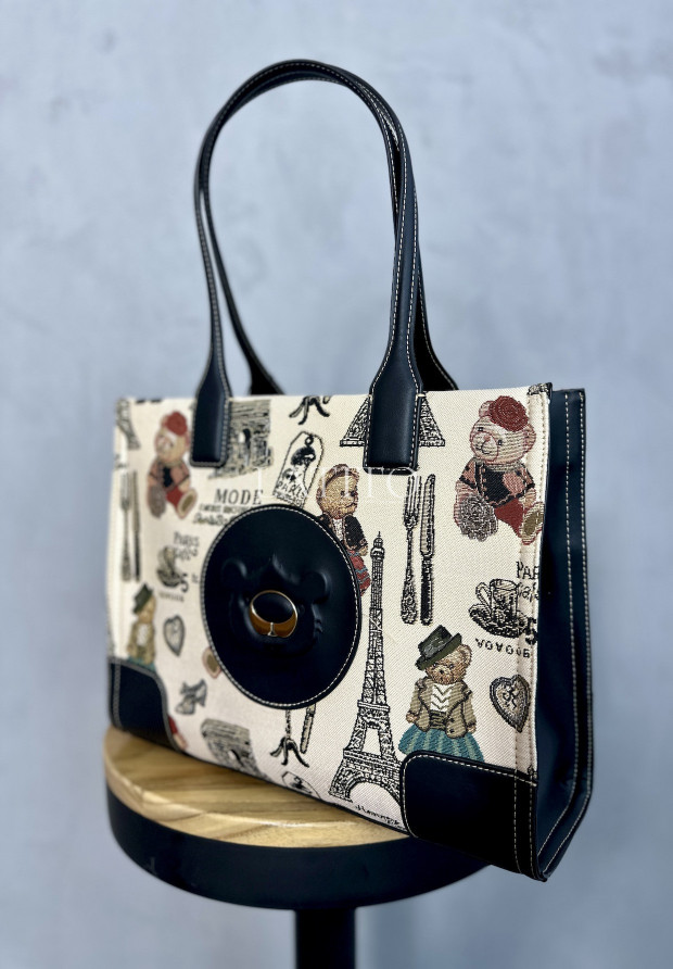 Klasyczna torebka Henney Bear Paris Beige&Black