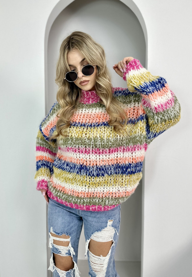 Sweter w kolorowe paski Stripes