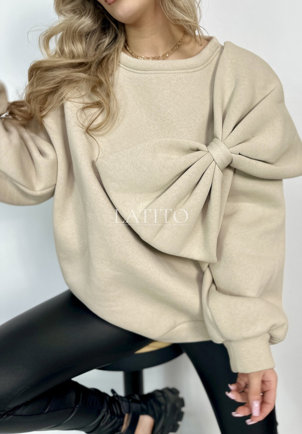 Bluza z kokardą Big Bow Beige