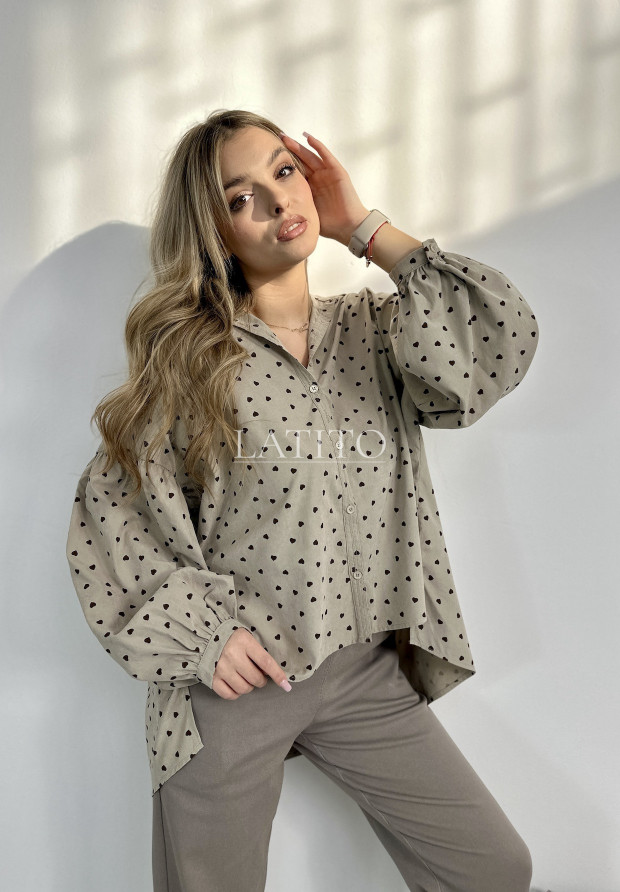Asymetryczna koszula w serca Beloved Beige
