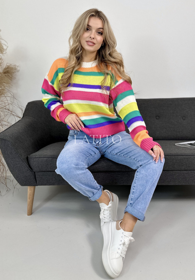 Sweter w kolorowe paski Jolly