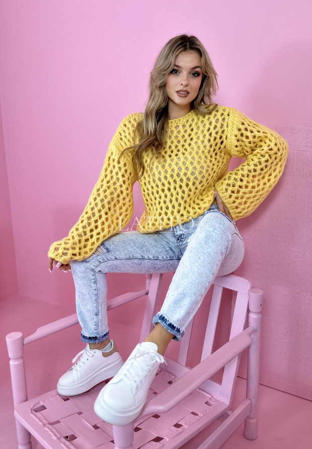 Sweter ażurowy Melody Yellow