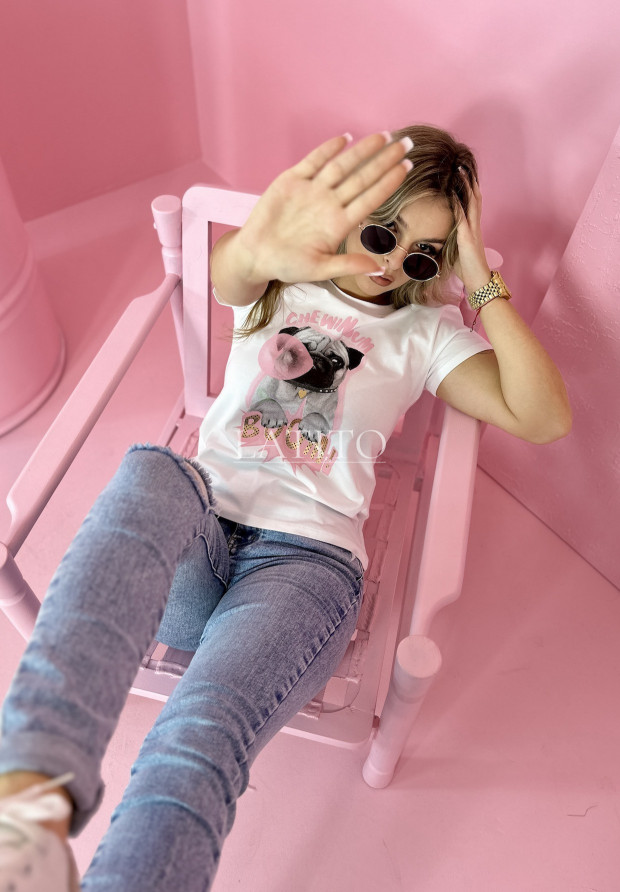 T-shirt z nadrukiem Little Dog Pink