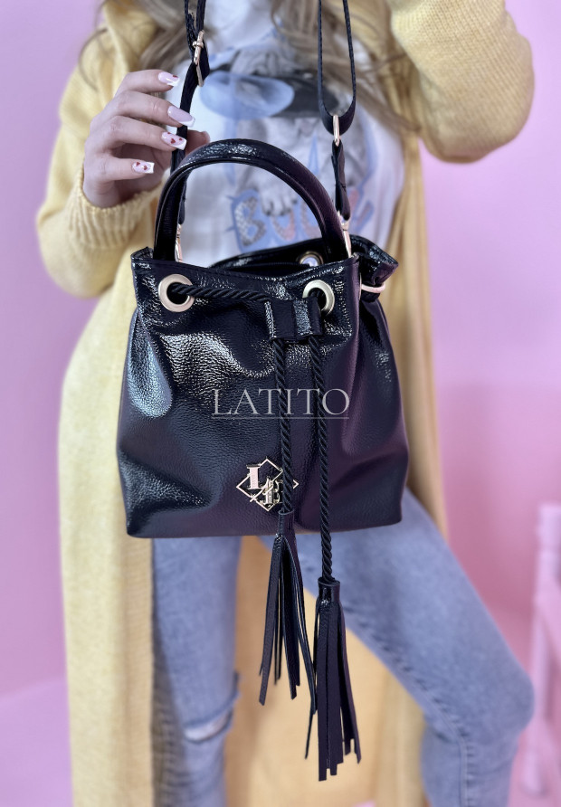 Mała pikowana torebka worek Classic Black