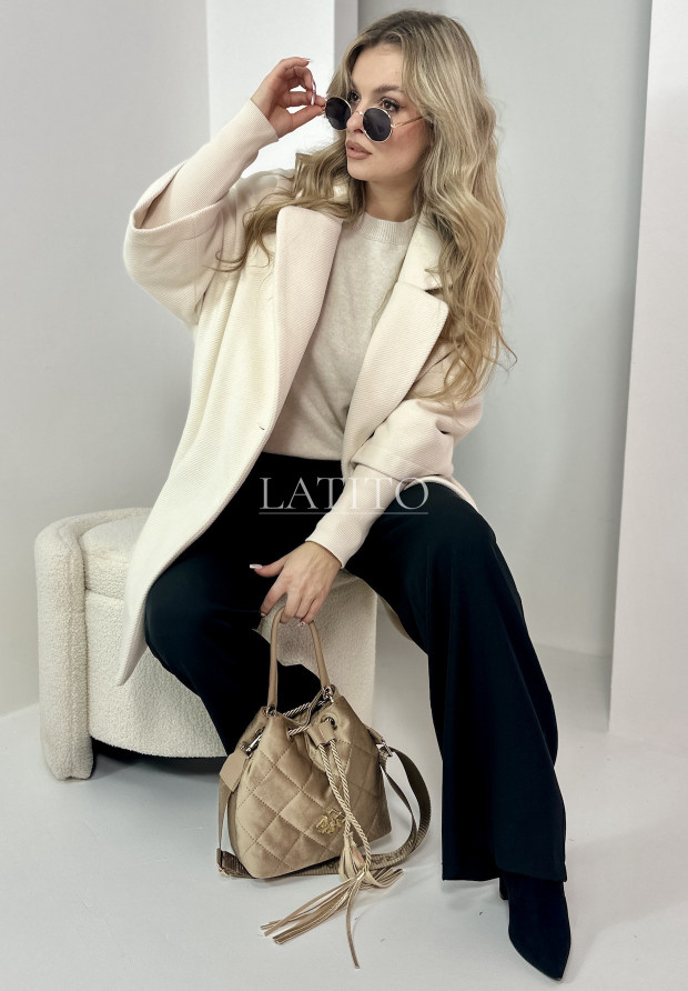 Mała pikowana torebka worek Classic Gold Beige