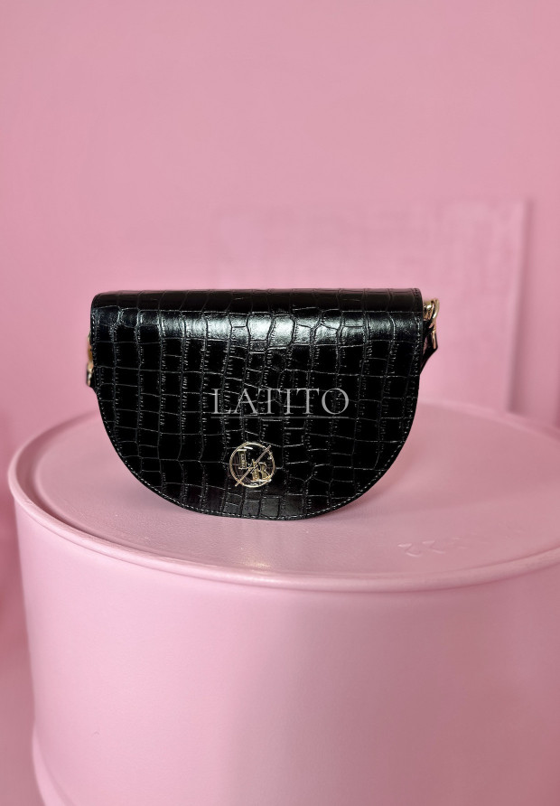 Torebka listonoszka z imitacji skóry Snake Black