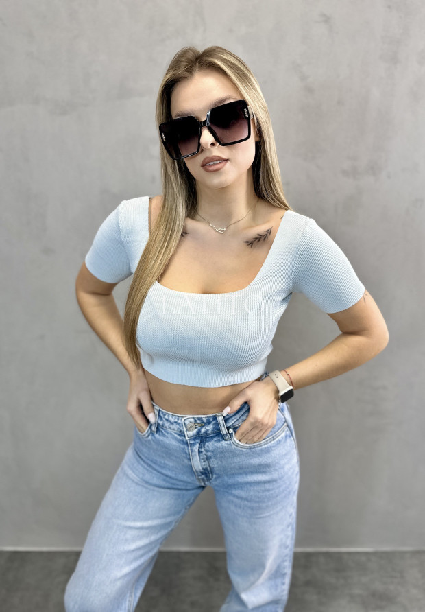Krótki prążkowany top Aria Blue