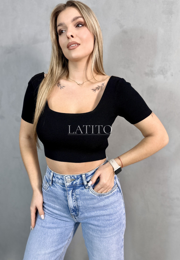 czarny top prążkowany