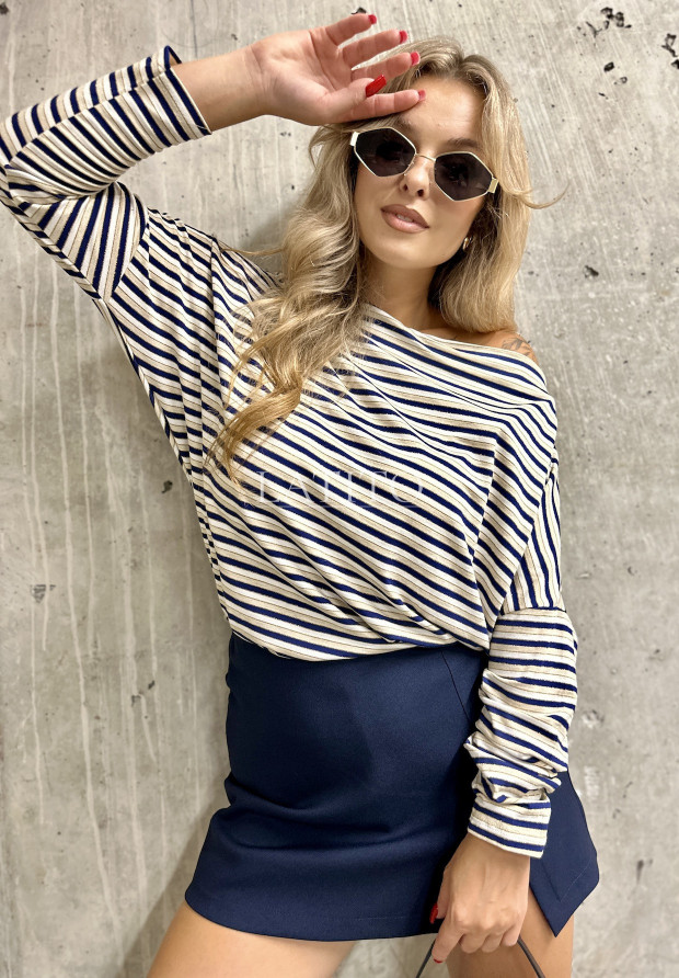 Bluzka w paski Basic Line  Navy Blue