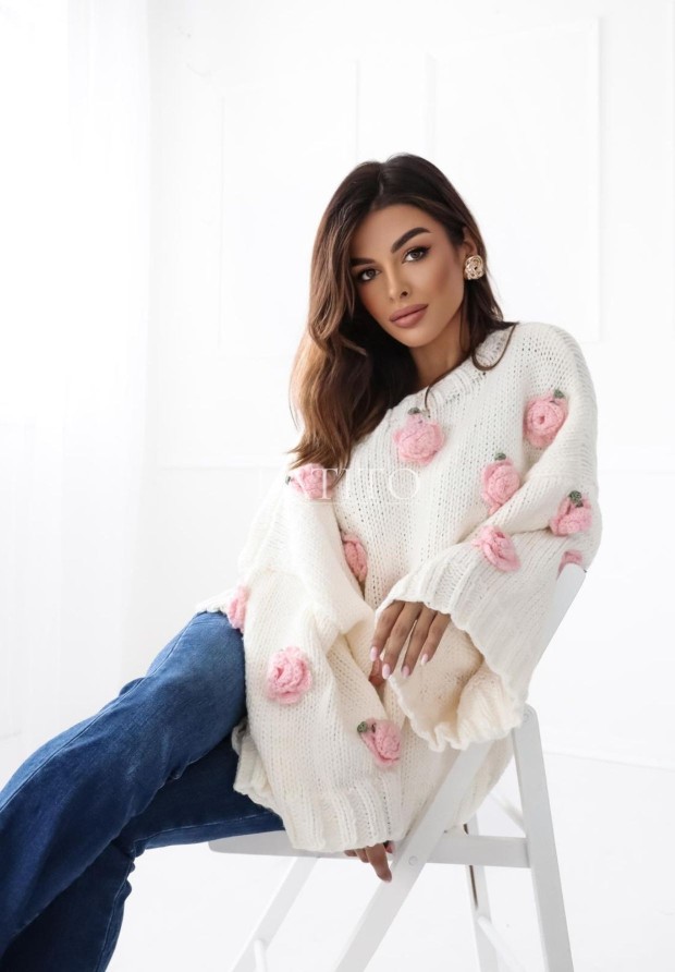 Sweter z szerokimi rękawami Sweet Ecru
