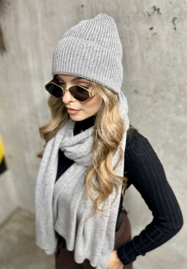 Szary komplet czapka+szalik