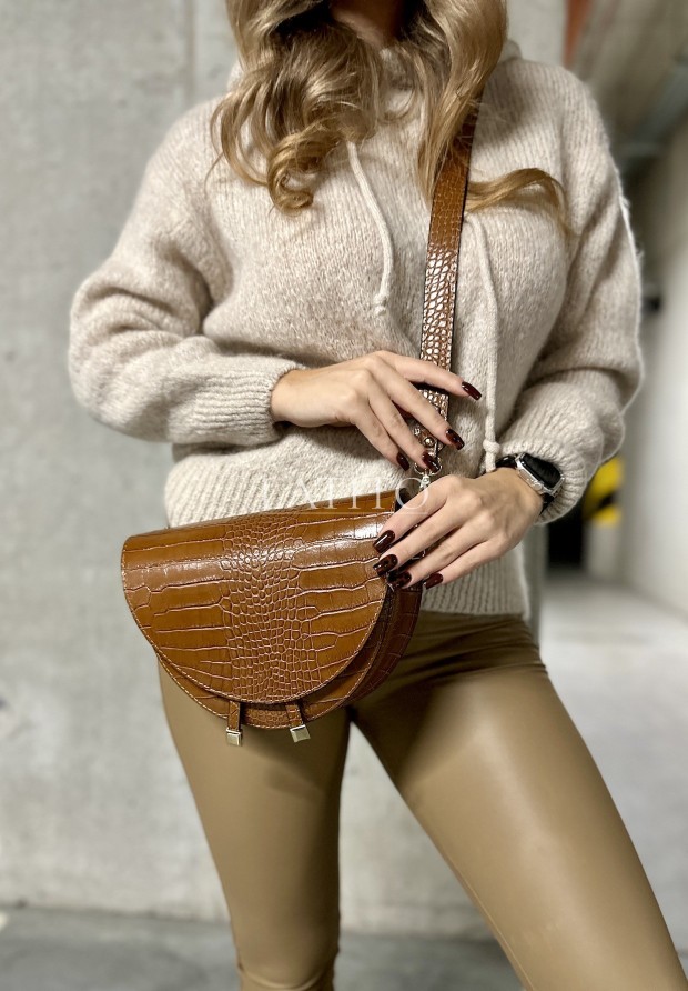 Torebka listonoszka skórzana Devon Brown