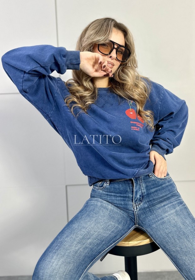 Oversizowa bluza Cherry Ticked Navy Blue