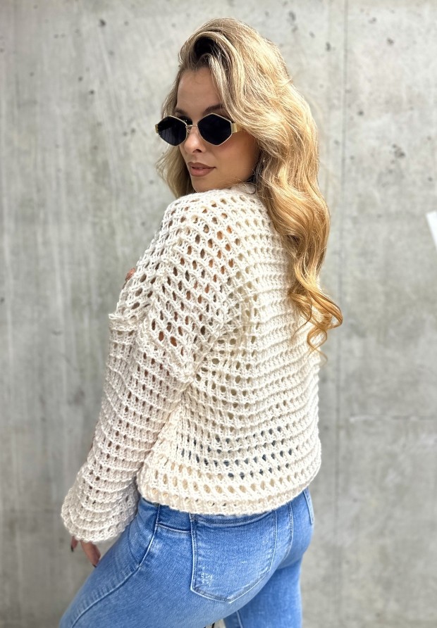 Ażurowy sweter damski