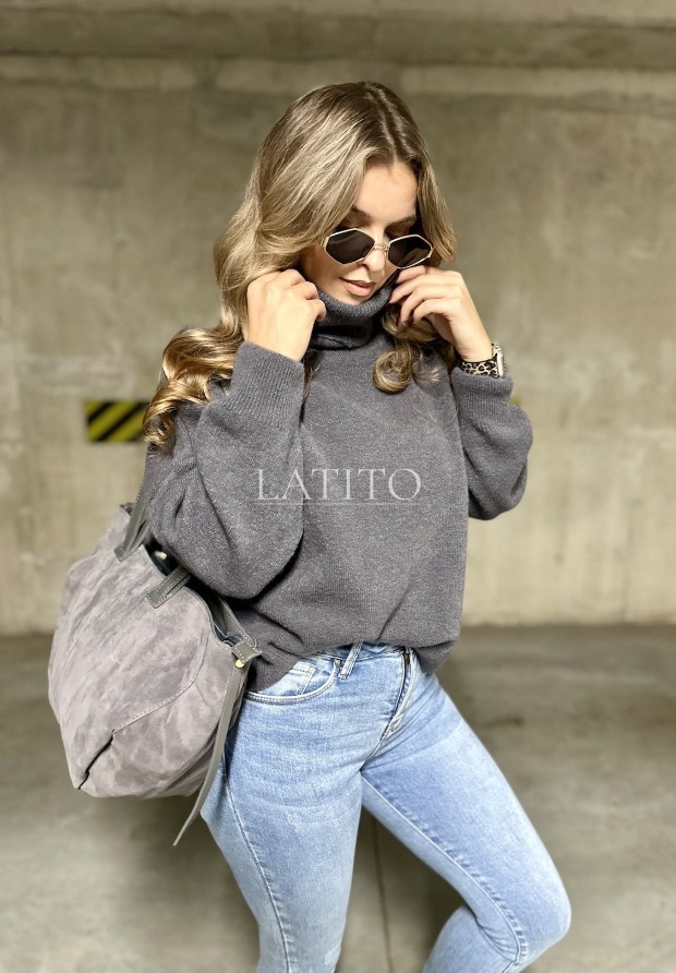 Oversizowy sweter z golfem Chill Grey