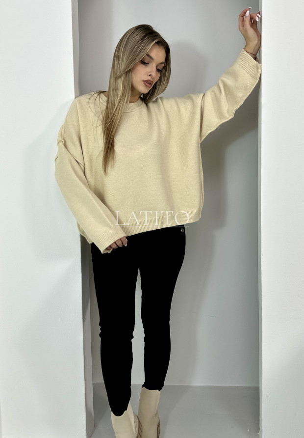 Sweter oversize Warm Hearts Beige