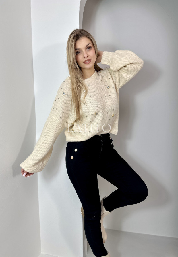 Sweter z kryształkami Ice crystal Ecru