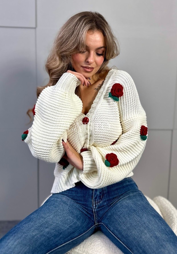 Kardigan z różami