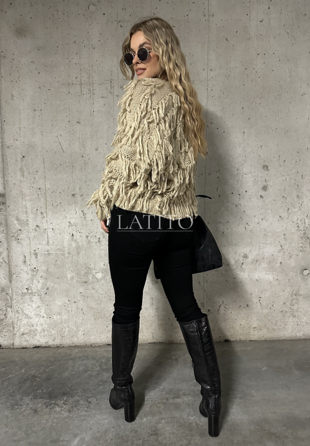 Kardigan damski z frędzelkami