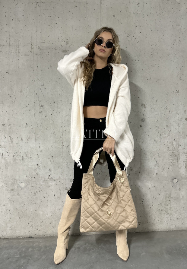 Asymetryczny kardigan z kapturem Digby Ecru