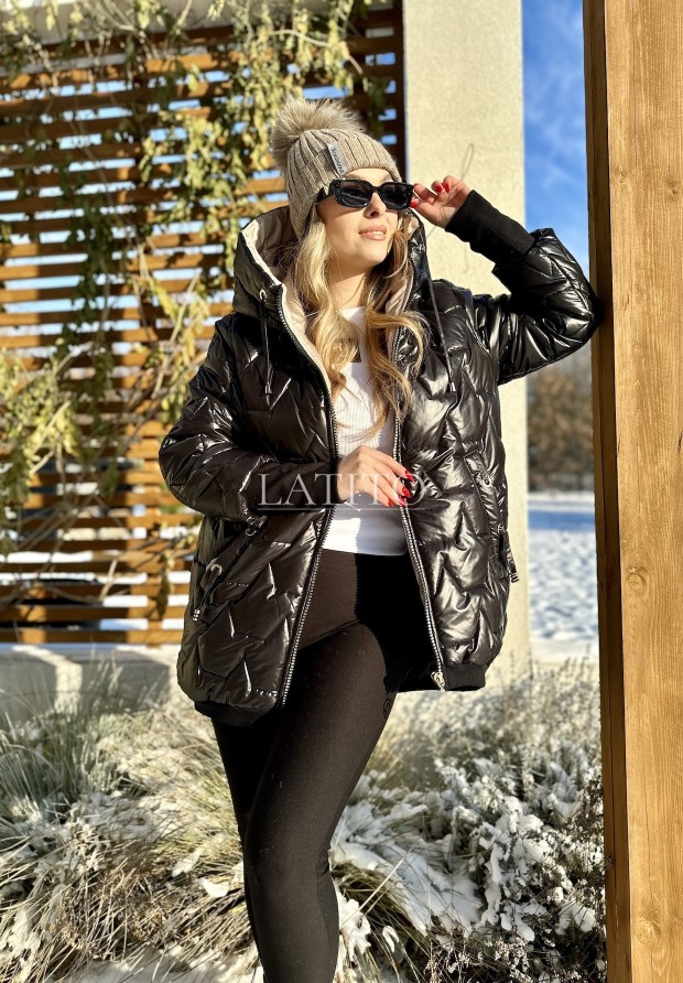 Pikowana kurtka z kapturem Ice Beauty Black