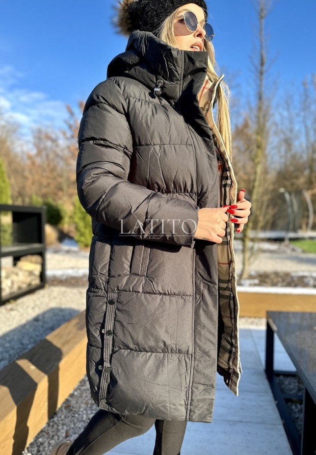 Długa ocieplana kurtka