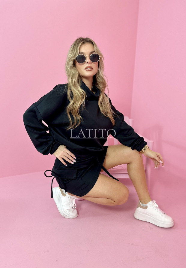 Komplet spódnica i bluza z golfem Smooth Black