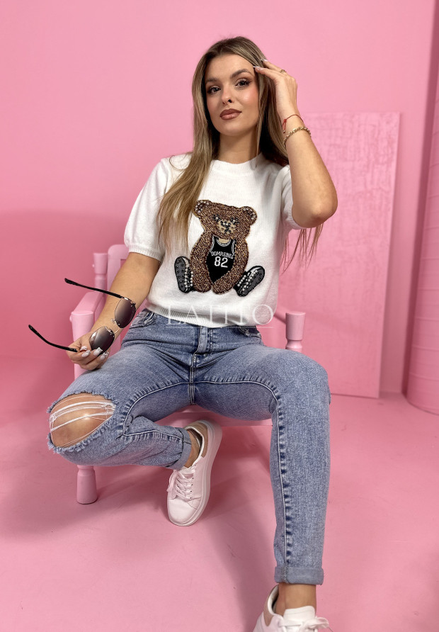 Sweter z misiem Sweet Teddy White
